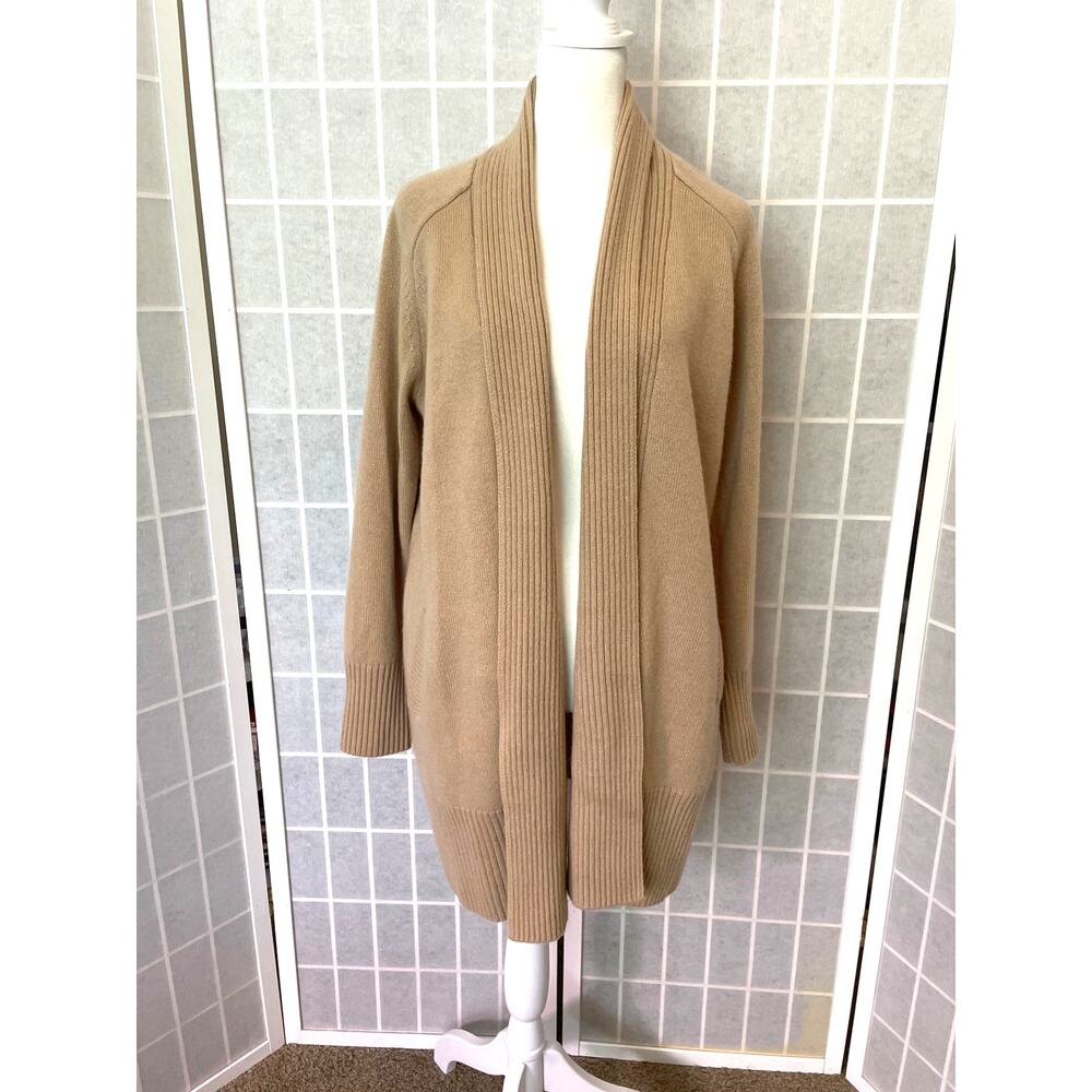 Banana Republic 100% Cashmere Open Longline Cardigan S Sandstorm Neutral Duster
